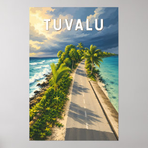 Poster Ilustração de Viagem de Tuvalu Arte Vintage