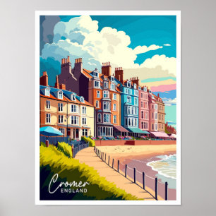 Poster Ilustração de Viagem de Vintage da Cromer England