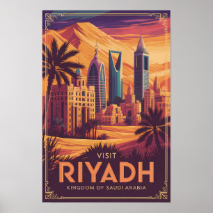 Poster Ilustração de viagem do deserto da Arábia Saudita 
