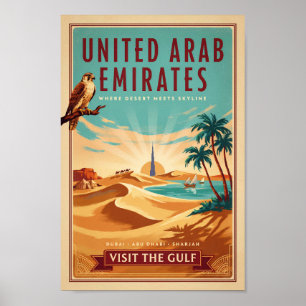 Poster Ilustração de viagem do deserto de Dubai dos Emira