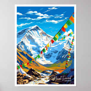 Poster Ilustração de Viagem do Monte Everest China