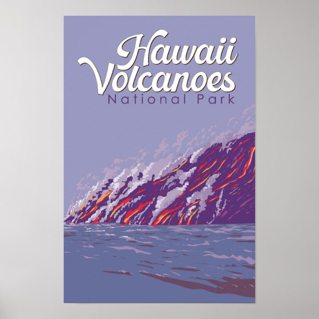 Poster Ilustração de Viagem do Parque Nacional dos Vulcõe (Frente)