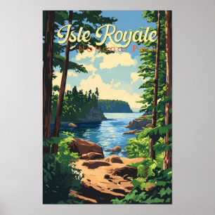 Poster Ilustração de Viagem do Parque Nacional Isle Royal