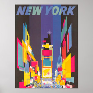 Poster Ilustração de Viagem do Time Square de Nova York A