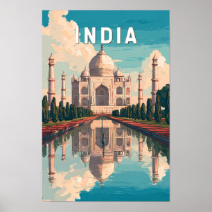 Poster Ilustração de Viagem Índia Arte Vintage