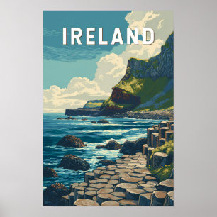 Poster Ilustração de Viagem Irlanda Arte Vintage