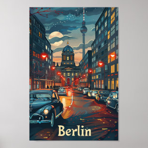 Poster Ilustração de Viagem retrovisor de Berlim Alemanha