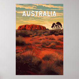 Poster Ilustração de viagem vintage da Austrália