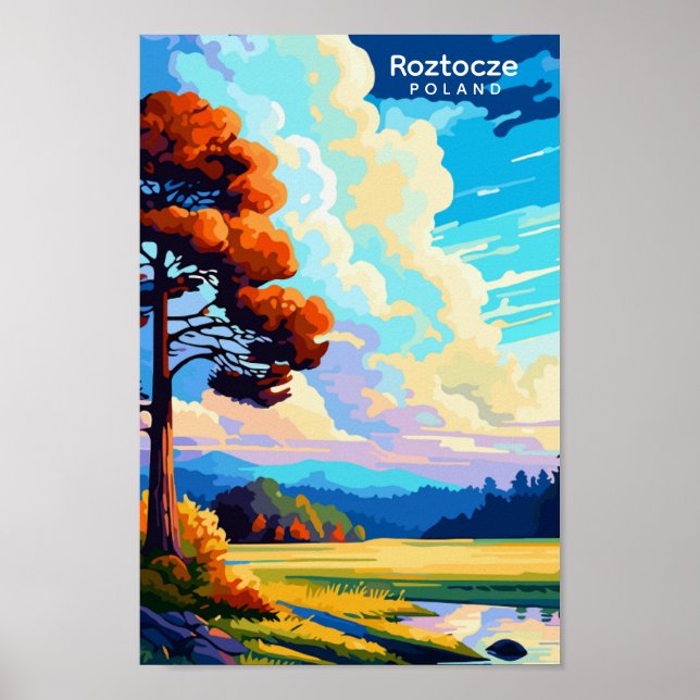 Poster Ilustração de viagem vintage da Espanha Roztocze (Frente)