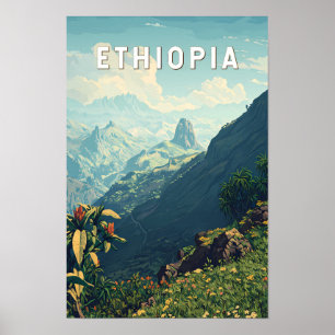 Poster Ilustração de viagem vintage da Etiópia