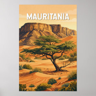 Poster Ilustração de viagem vintage da Mauritânia