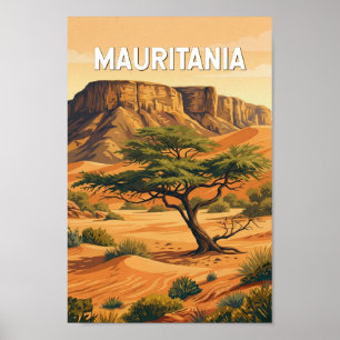 Poster Ilustração de viagem vintage da Mauritânia