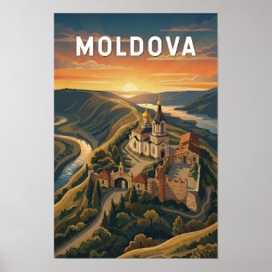 Poster Ilustração de viagem vintage da Moldávia