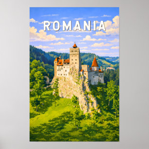 Poster Ilustração de viagem vintage da Romênia