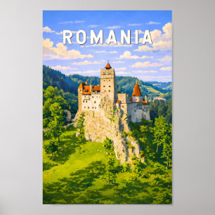 Poster Ilustração de viagem vintage da Romênia
