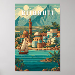 Poster Ilustração de viagem vintage de Djibuti Arte