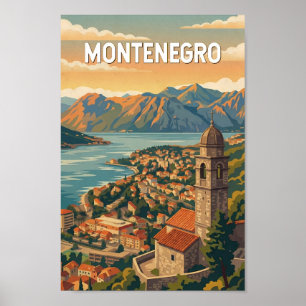 Poster Ilustração de viagem vintage de Montenegro