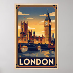 Poster Ilustração de Viagem Vintage Londres Inglaterra