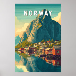 Poster Ilustração de viagem vintage Noruega
