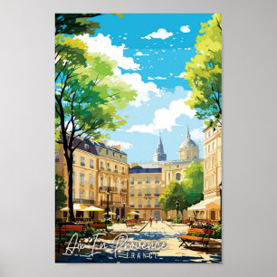 Poster Ilustração de viagens vintage Aix En Provence Fran