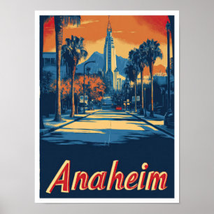 Poster Ilustração de Viagens vintage Anaheim California U