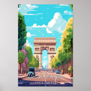 Poster Ilustração de viagens vintage Arc de Arte Triomphe
