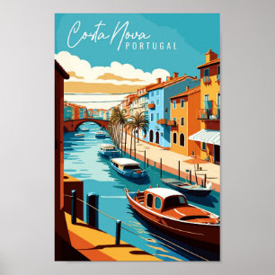 Poster Ilustração de viagens vintage da Costa Nova Portug