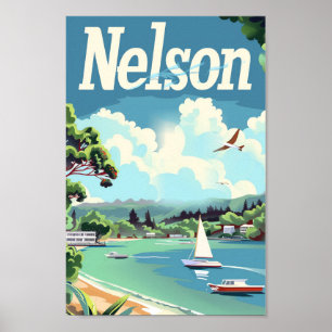 Poster Ilustração de Viagens vintage da Nova Zelândia