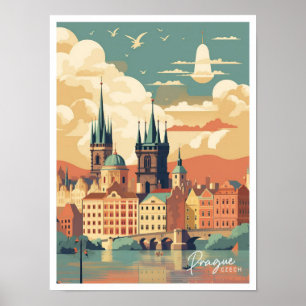 Poster Ilustração de Viagens vintage de Arte Checa de Pra
