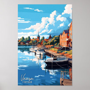 Poster Ilustração de Viagens vintage de arte da Vaasa Fin