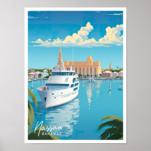 Poster Ilustração de Viagens vintage de Arte de Nassau Ba