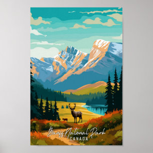 Poster Ilustração de viagens vintage de Arte do Banff Can