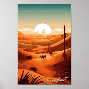 Poster Ilustração de viagens vintage de Arte do Deserto d