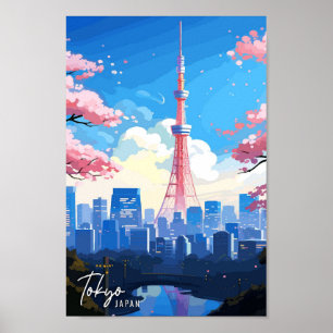 Poster Ilustração de viagens vintage de Arte do Japão em
