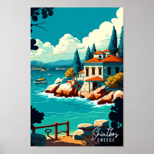 Poster Ilustração de viagens vintage de Arte Grécia do Sk