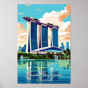 Poster Ilustração de viagens vintage de Arte Marina Bay S