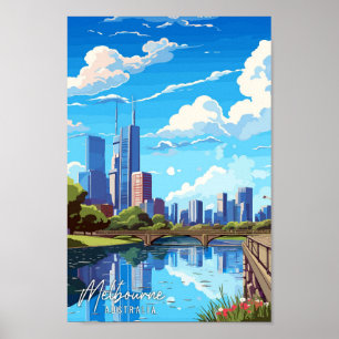 Poster Ilustração de viagens vintage de Arte Melbourne Au