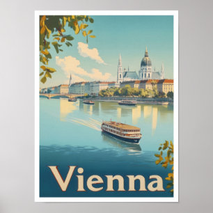 Poster Ilustração de Viagens vintage de Arte na Áustria d
