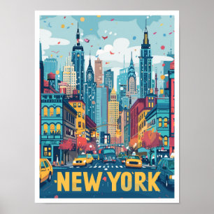 Poster Ilustração de Viagens vintage de Arte Nova Iorque