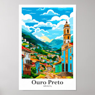 Poster Ilustração de Viagens vintage de Arte Ouro Preto B