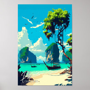 Poster Ilustração de viagens vintage de Arte Phi Tailândi