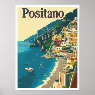 Poster Ilustração de Viagens vintage de Arte Positano Itá