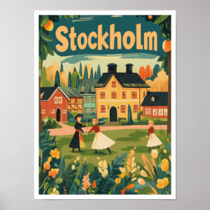 Poster Ilustração de Viagens vintage de Arte Suecia de Es