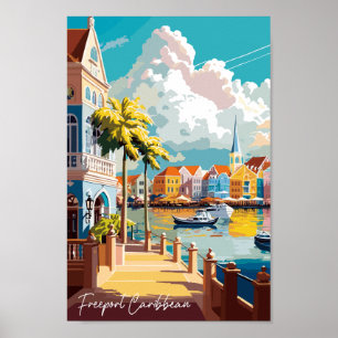 Poster Ilustração de viagens vintage de Caribe de Porta L