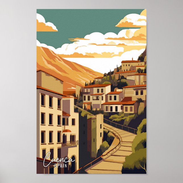 Poster Ilustração de Viagens vintage de Espanha Cuenca (Frente)
