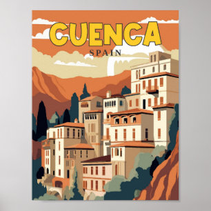 Poster Ilustração de viagens vintage de Espanha de Cuenca