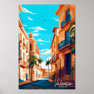 Poster Ilustração de viagens vintage de Espanha Valencia