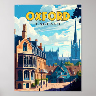 Poster Ilustração de viagens vintage de Oxford England