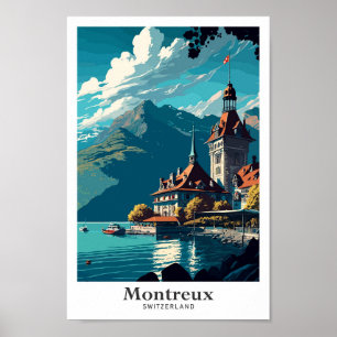 Poster Ilustração de Viagens vintage de Suiça de Montreal
