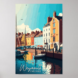 Poster Ilustração de viagens vintage de Weymouth England